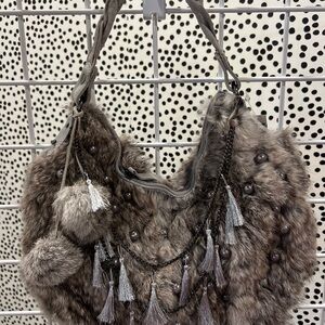 Elegant Fur-Style Brown Bag